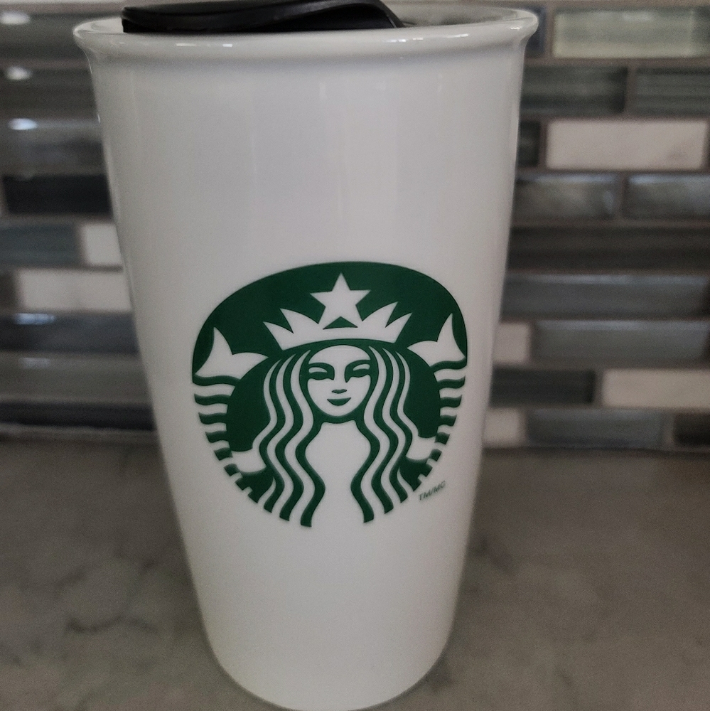 2011 Starbucks 12 oz ceramic tumbler with lid